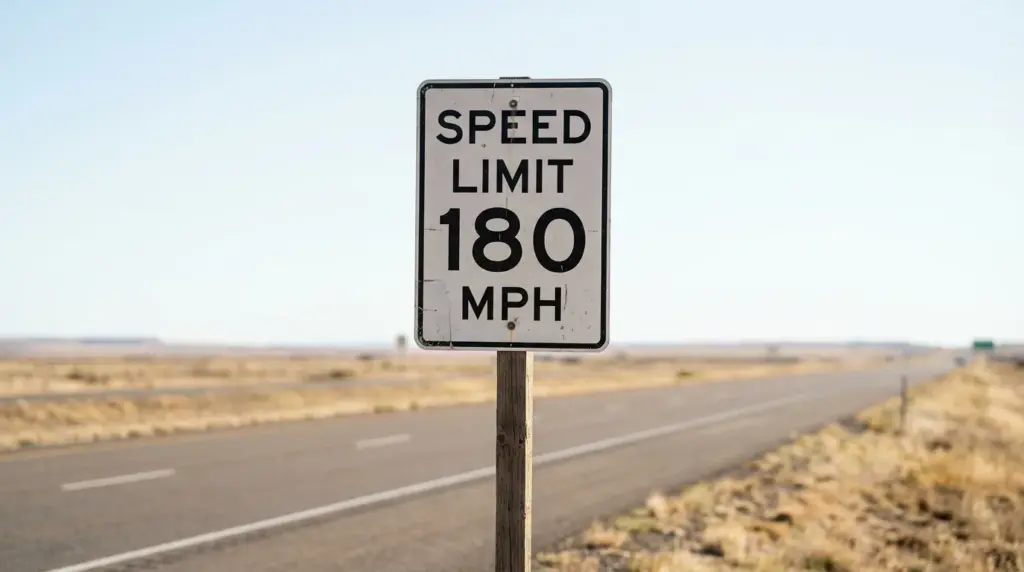 Panneau de signalisation vitesse limitée à 180 mph