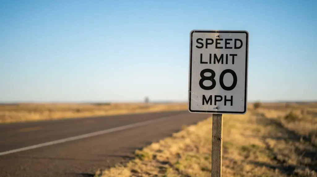 Panneau de signalisation vitesse limitée à 80 mph