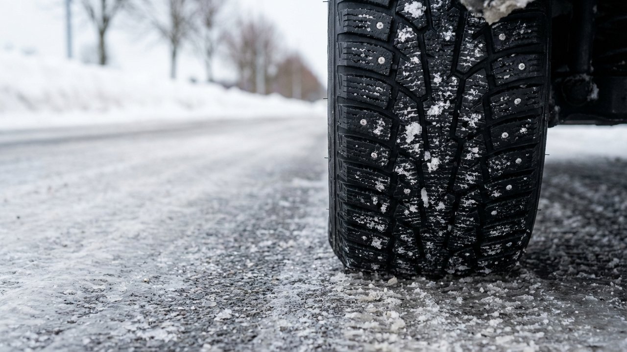 Adhérence d'un pneu 4 saisons sur une route enneigée