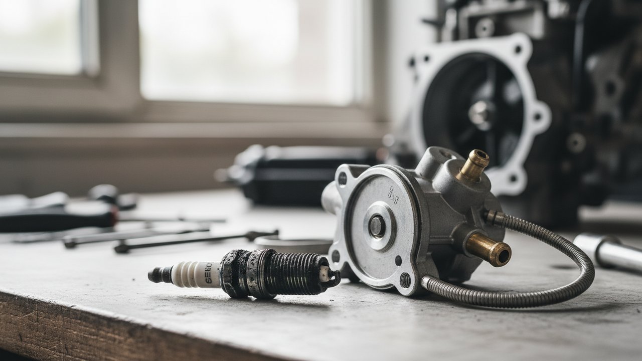 Bougie d'allumage encrassée et pompe à essence défaillante