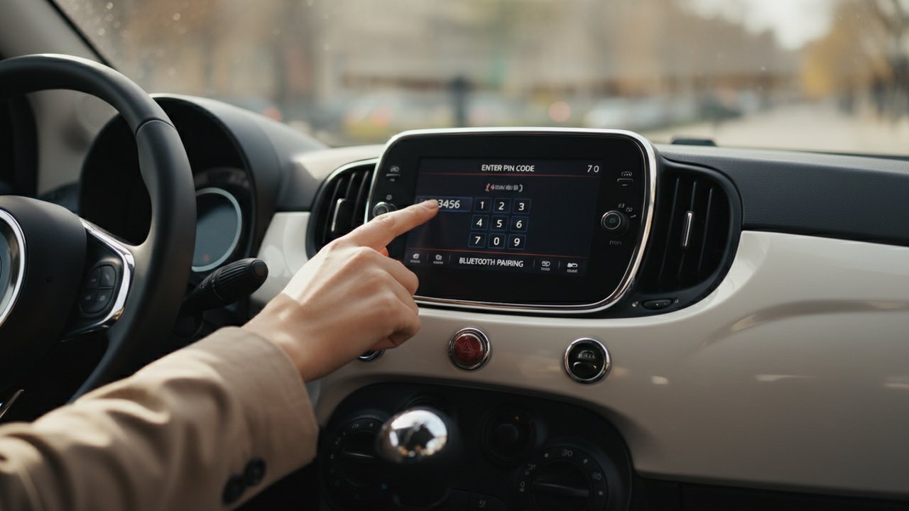 Saisie du code PIN pour connecter le Bluetooth sur Fiat 500