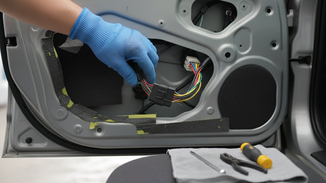 Reconnexion d'un connecteur électrique après réparation du lève-vitre