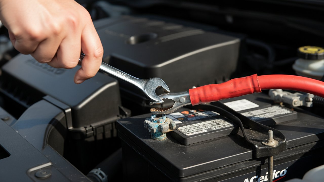 Déconnexion de la borne positive de la batterie pour stockage long terme