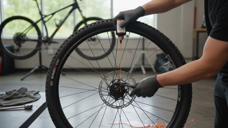 Montage d'un pneu tubeless sur une jante de vélo