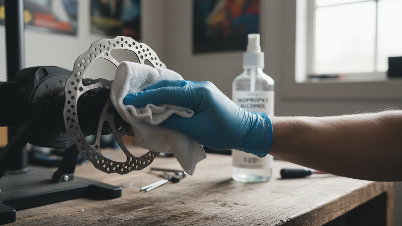 Nettoyage d'un disque de frein à l'alcool isopropylique