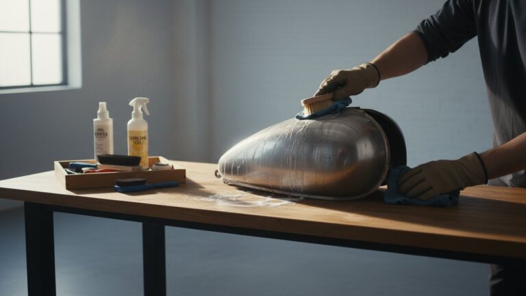 Nettoyage complet d'un réservoir de moto avec produits et matériel