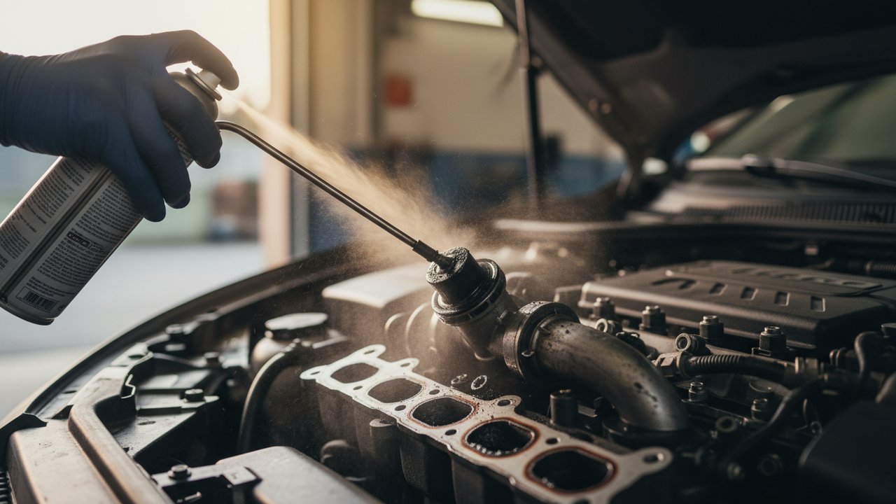 Nettoyage d'une vanne EGR avec spray sans démontage