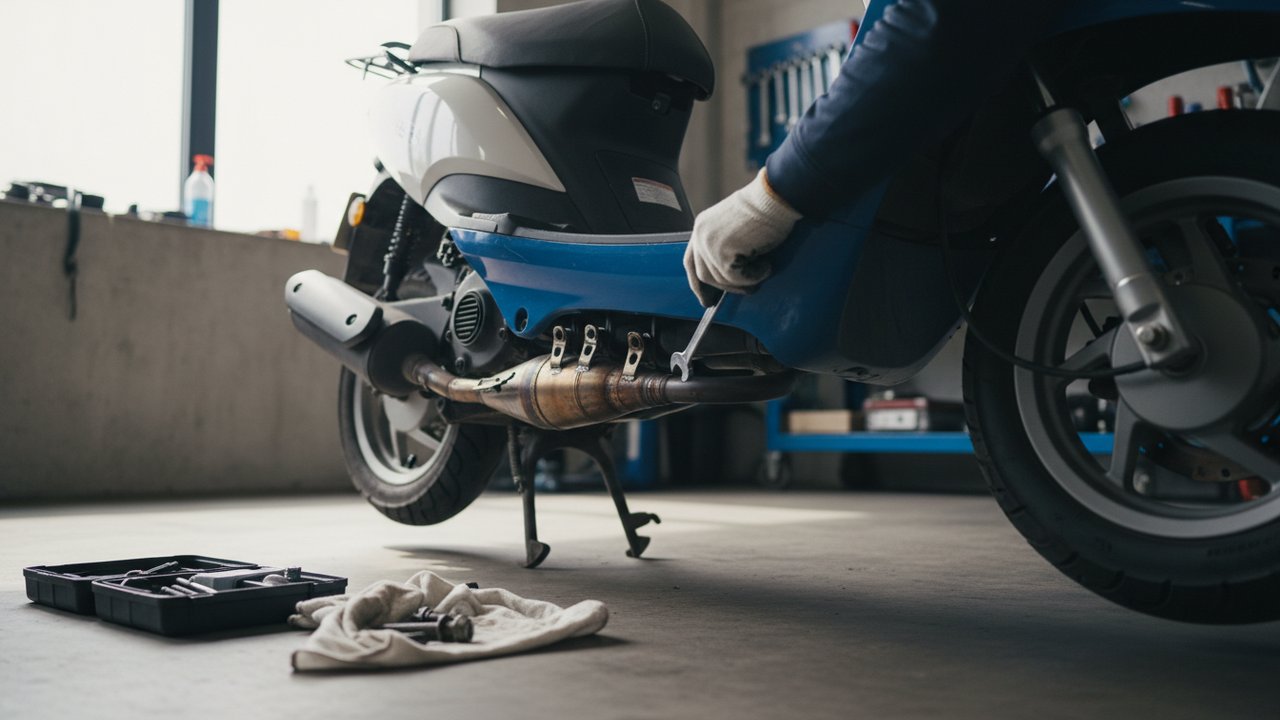 Retrait des brides du pot d'échappement catalytique d'une 50cc