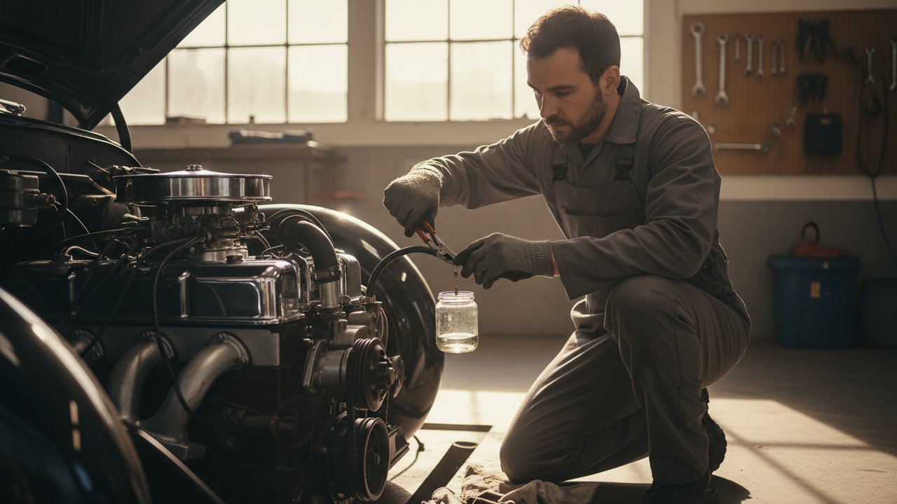 Test de circulation de l'essence à la sortie du carburateur