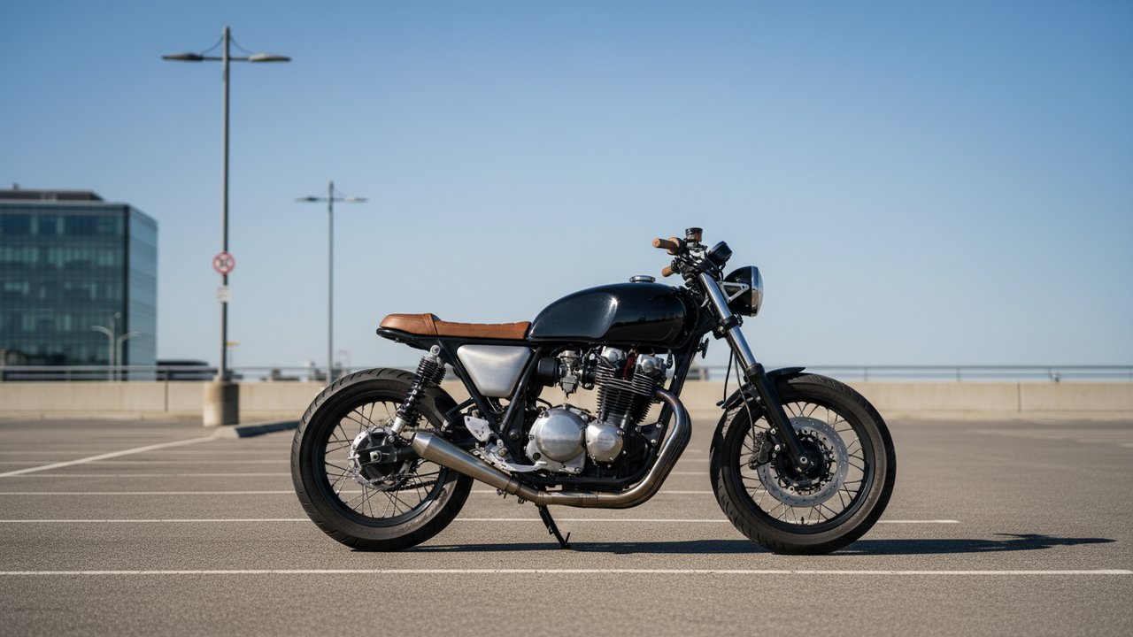 Moto garée dans un lieu public pour une vente en toute sécurité