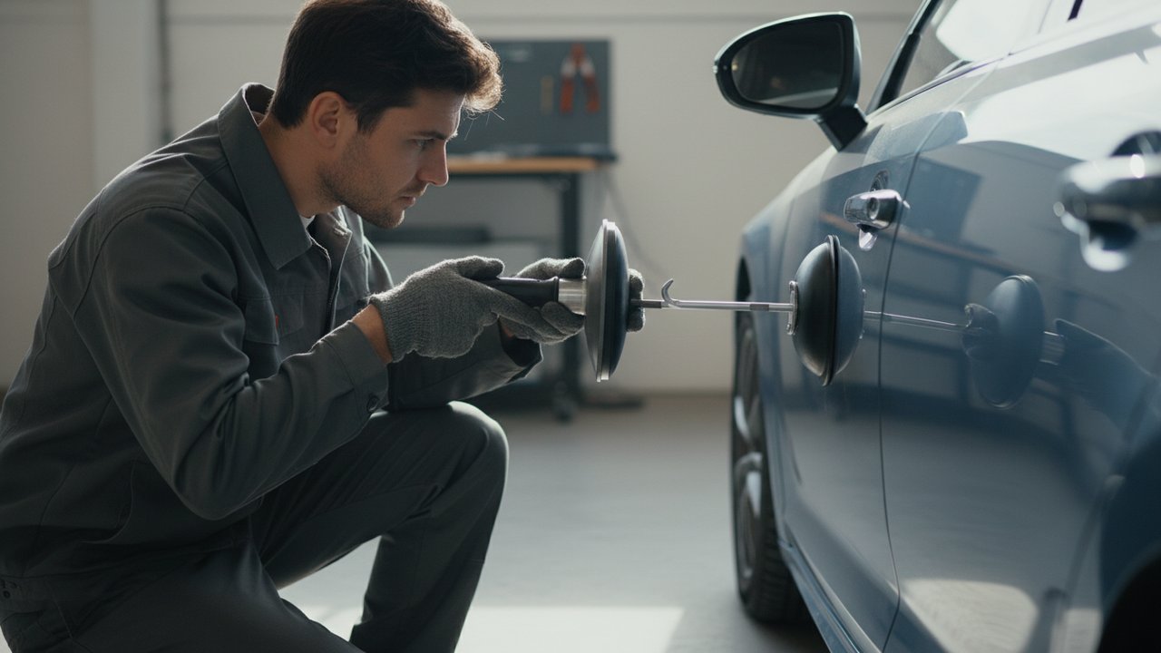 Utilisation d'une ventouse et tige rigide pour ouvrir une portière de voiture