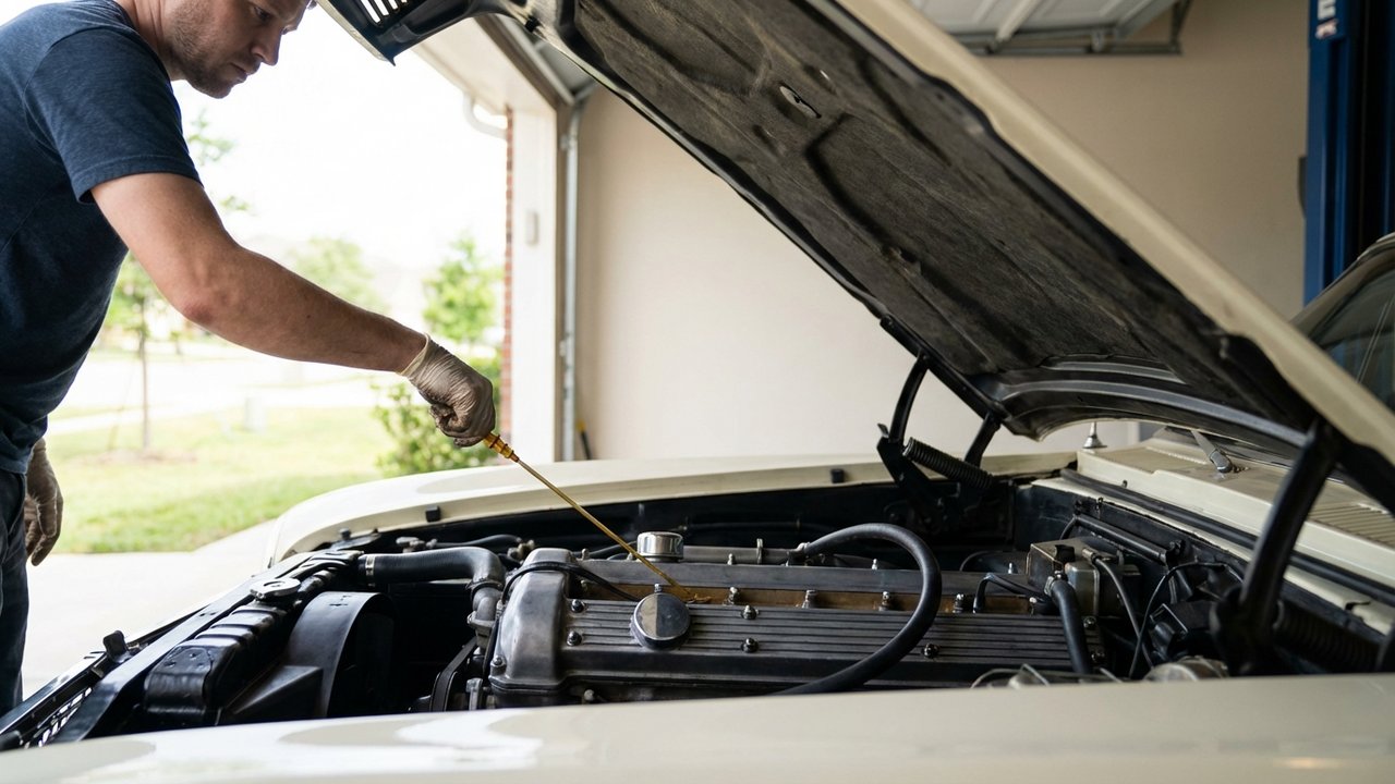 Vérification du niveau d'huile moteur avec la jauge