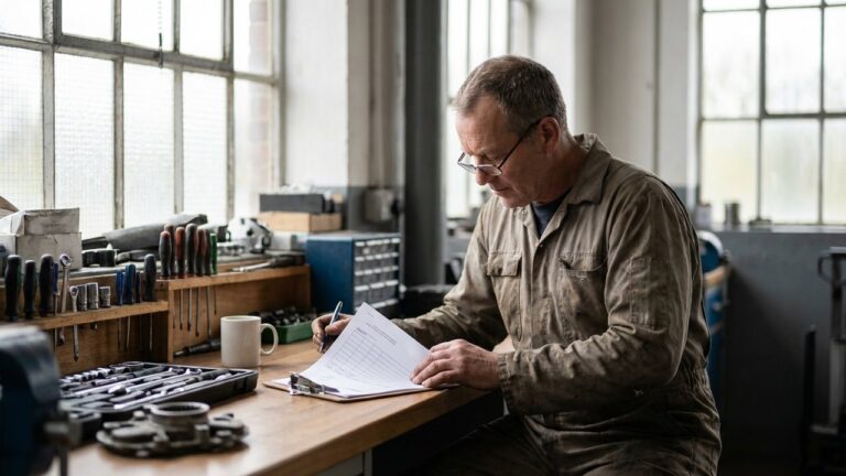 Facture de main d'œuvre dans un garage automobile