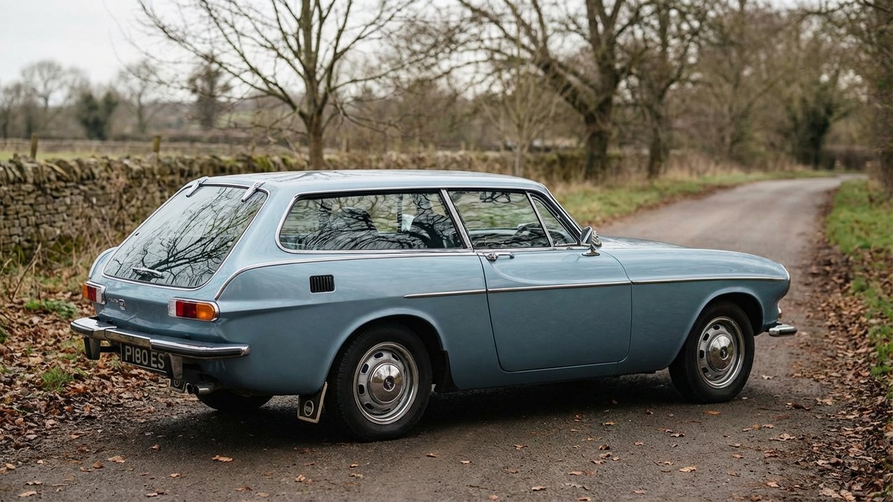 Le hayon arrière vitré caractéristique de la Volvo P1800 ES shooting brake