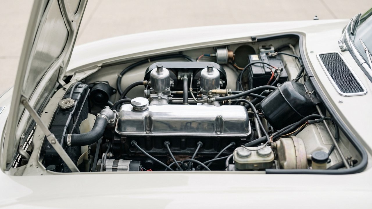 Moteur 4 cylindres de la Volvo P1800 avec ses caractéristiques techniques