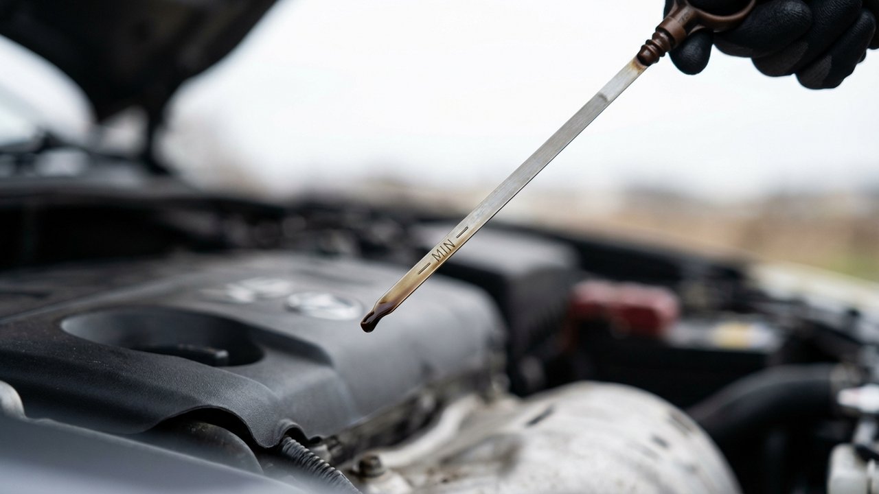 Jauge de niveau d'huile moteur indiquant une surconsommation