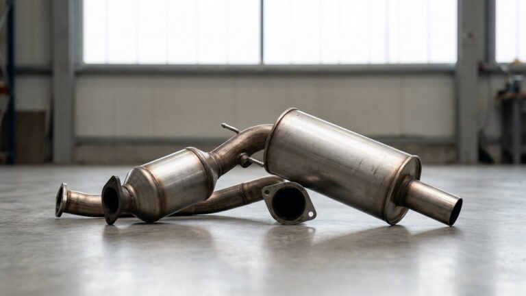 Schéma complet d'une ligne d'échappement voiture avec tous les composants