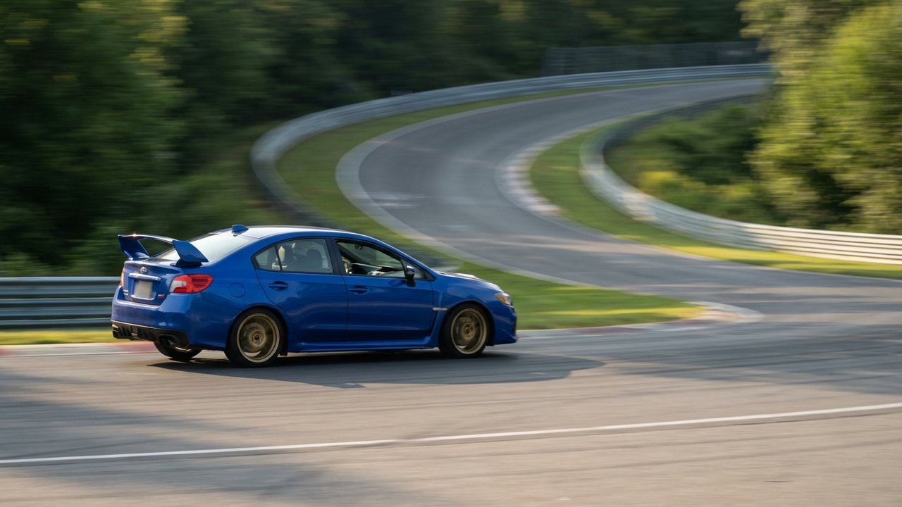 Subaru WRX STI en accélération démontrant les gains de performance du kit Prodrive