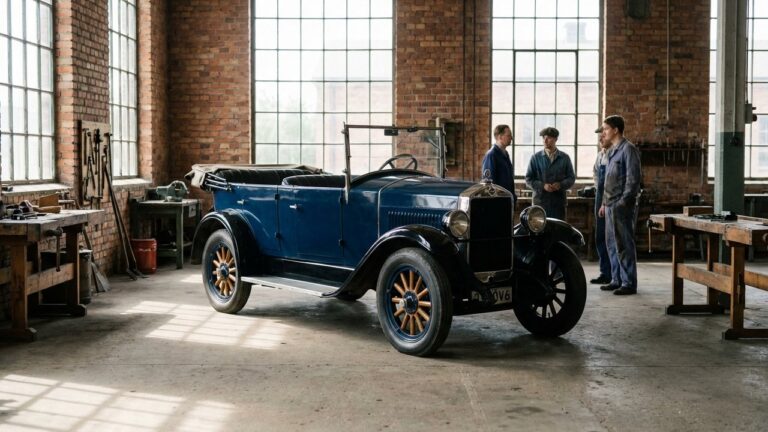 La première voiture Volvo ÖV4 Jakob sortie d'usine en 1927 à Göteborg
