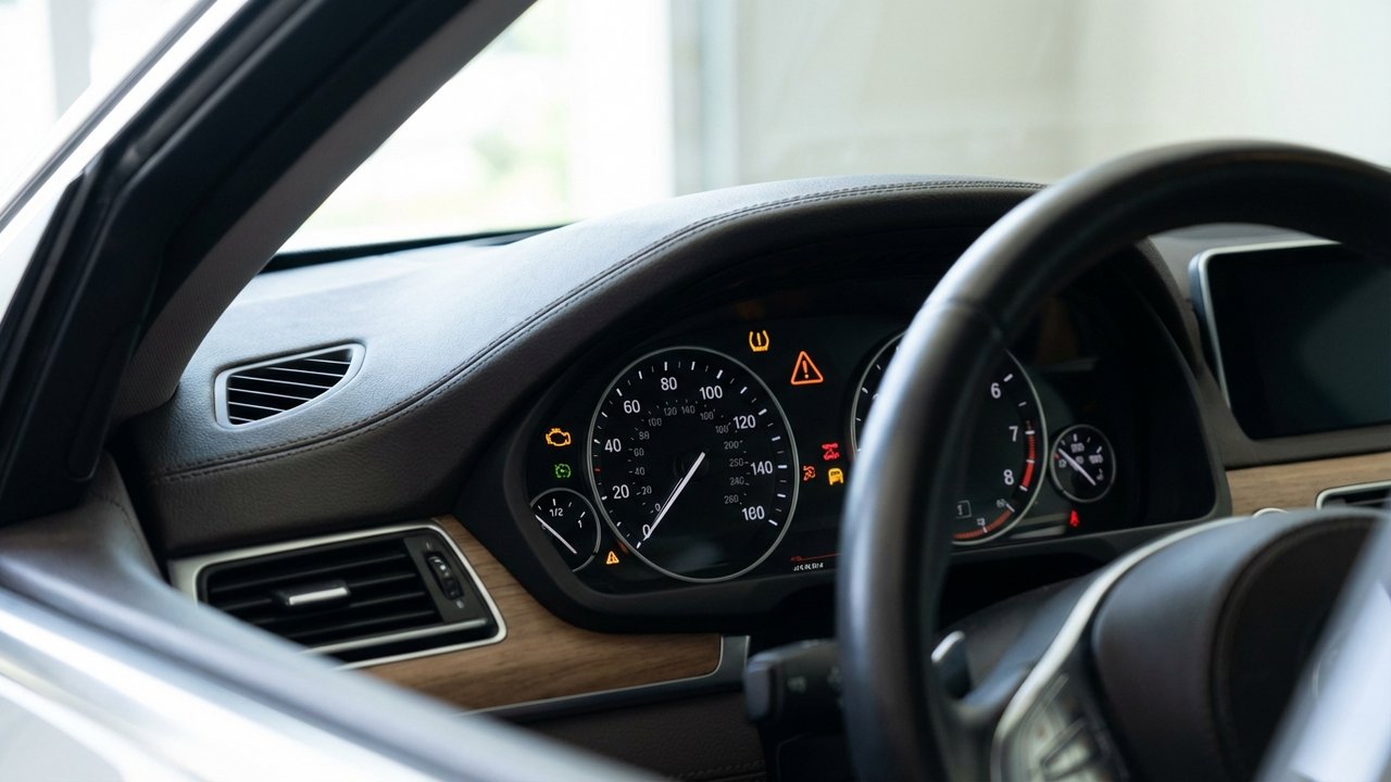 Voyants du tableau de bord d'une Mini Cooper allumés