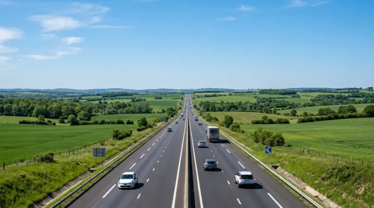 Autoroute gratuite traversant la campagne française