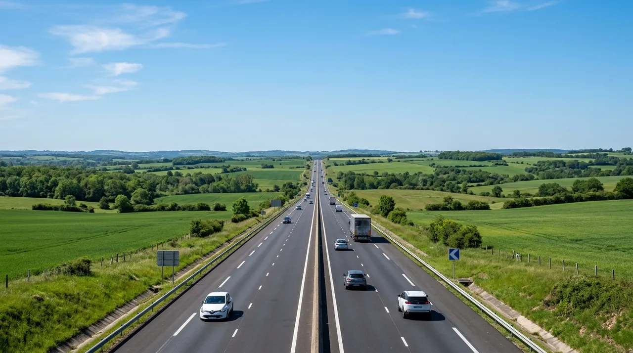 Autoroute gratuite traversant la campagne française