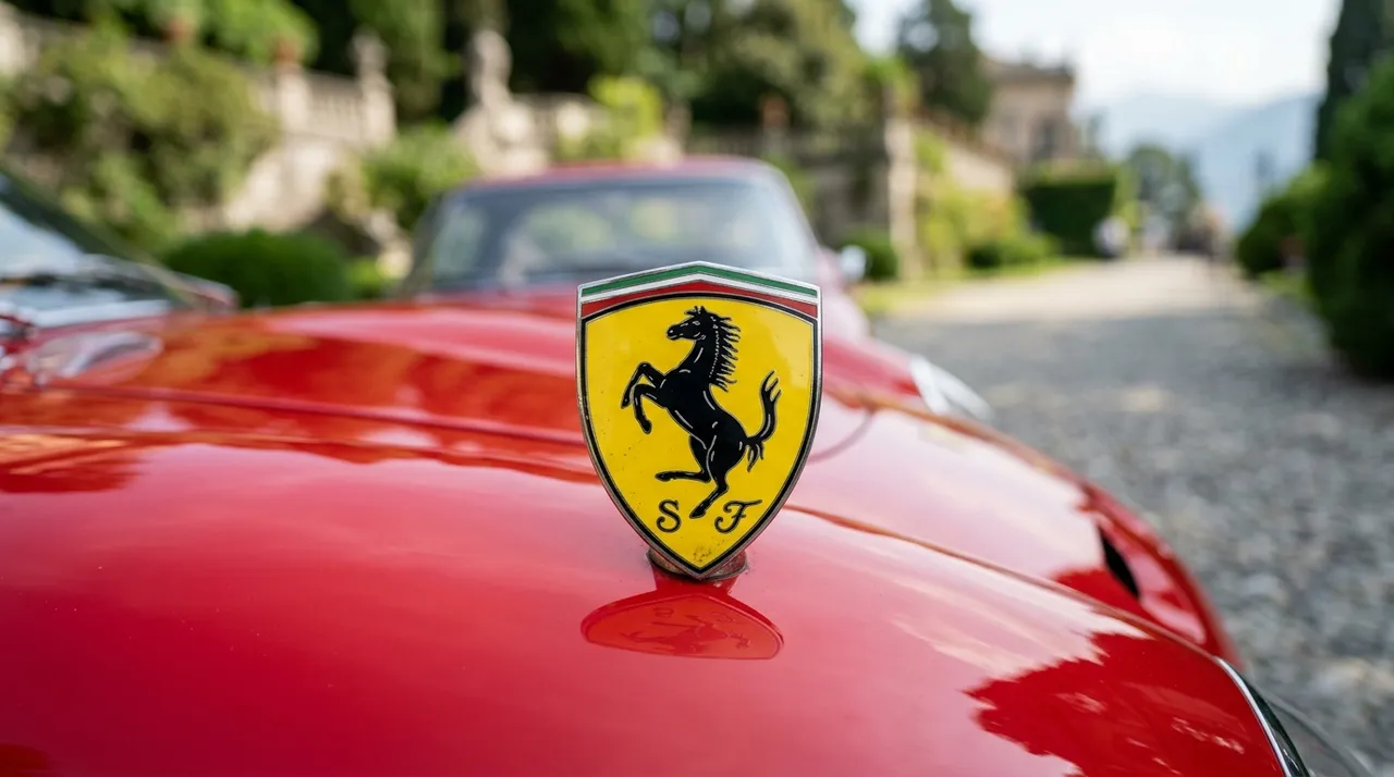 Badge du cheval cabré Ferrari sur fond jaune