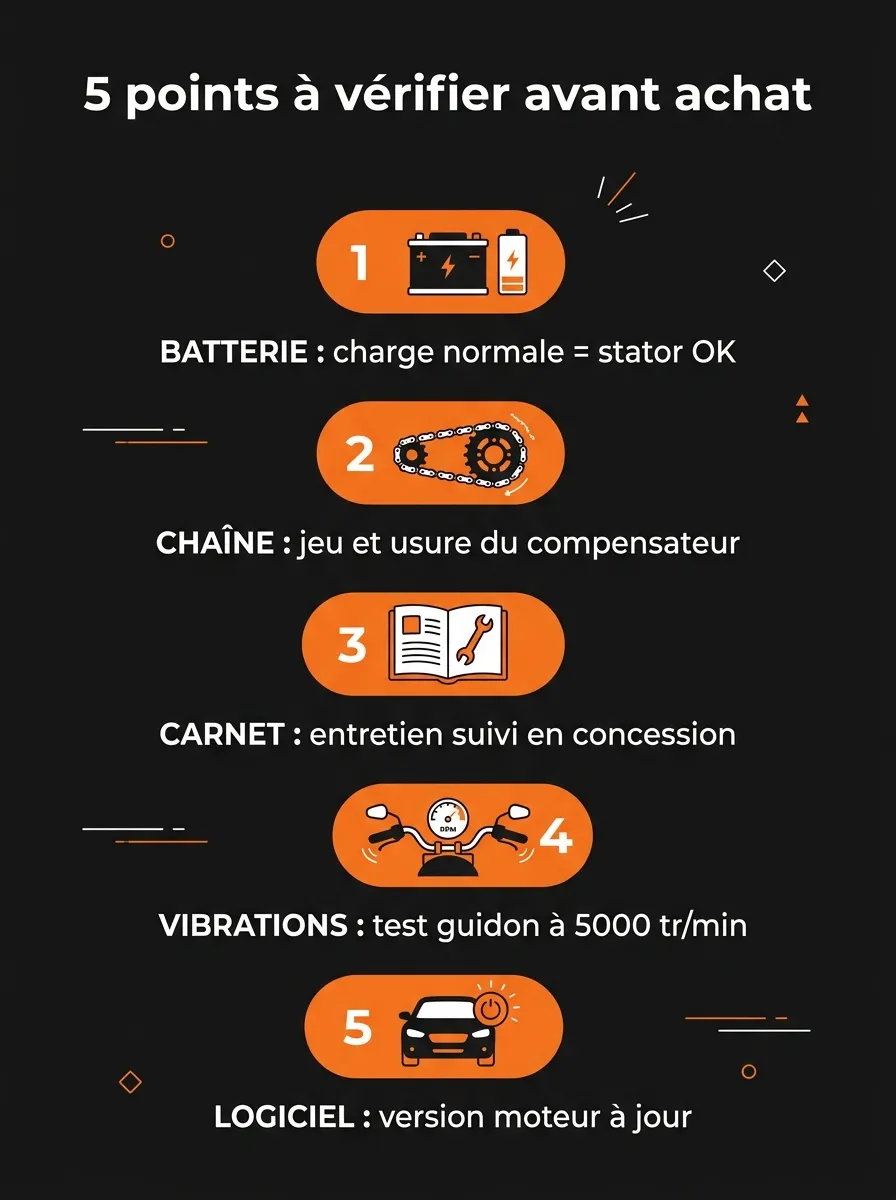 Infographie : 5 points à vérifier avant d'acheter une F 800 R d'occasion