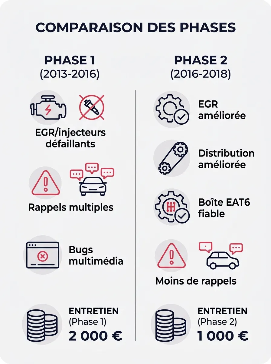 Infographie : comparaison C4 Picasso Phase 1 vs Phase 2