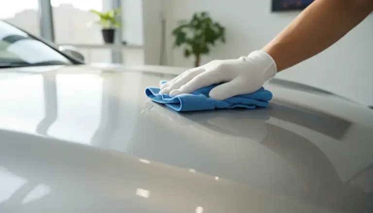 Polissage d'une rayure sur carrosserie avec chiffon microfibre