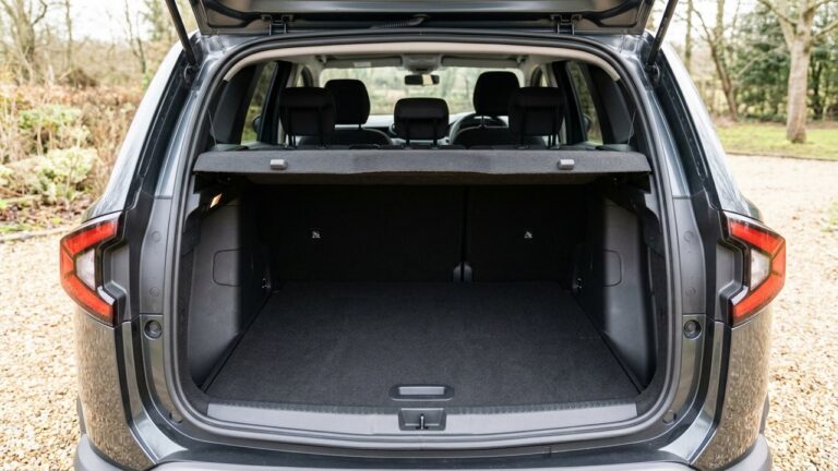 Coffre du Dacia Duster avec banquette arrière en place, volume de 594 litres