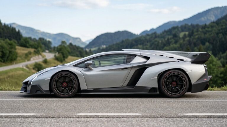 Lamborghini Veneno coupé gris métallisé vue de profil