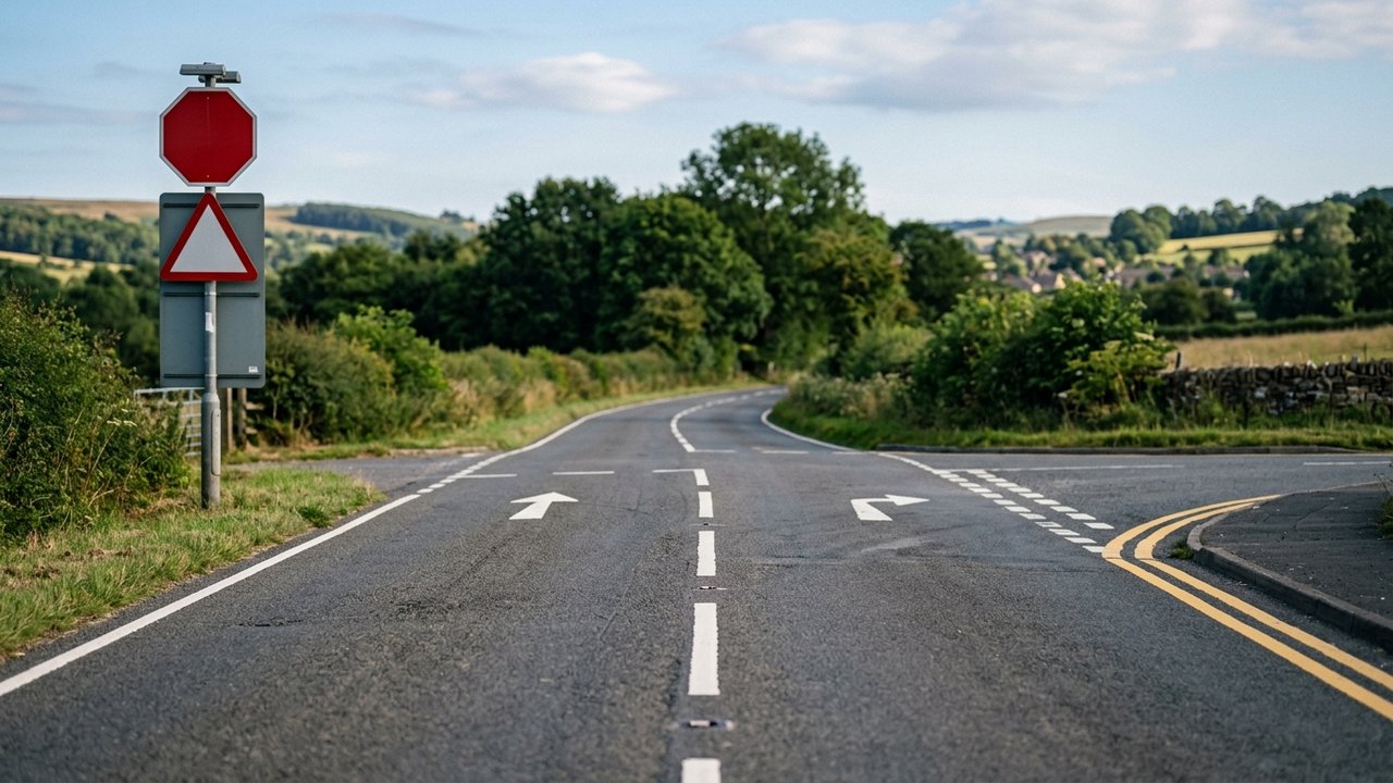 Marquages au sol et signalisation routière illustrant les lignes continues et discontinues